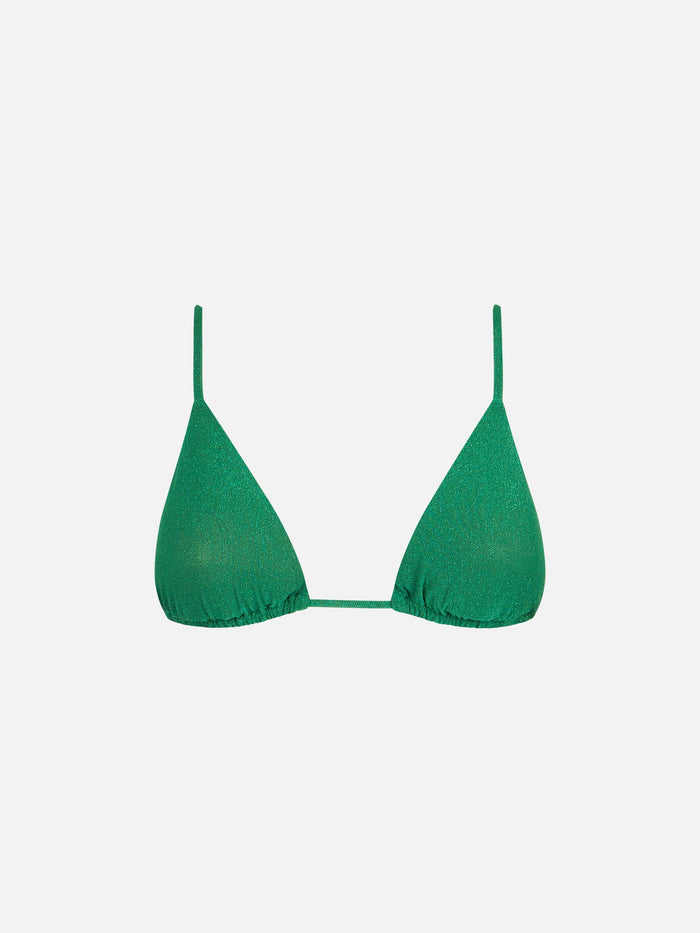 Green Lurex Janet Triangle Bikini Top