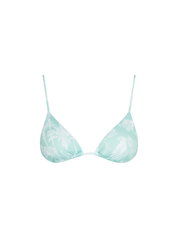 Janet Jungle Print Triangle Bikini Top Green
