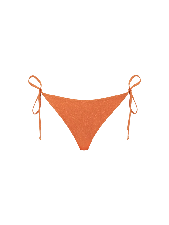 Orange Virgo Solid Lurex Swim Briefs Bottom