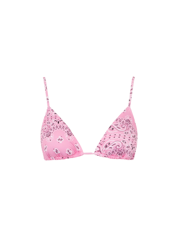 Pink Bandanna Janet Triangle Bikini Top With Charms