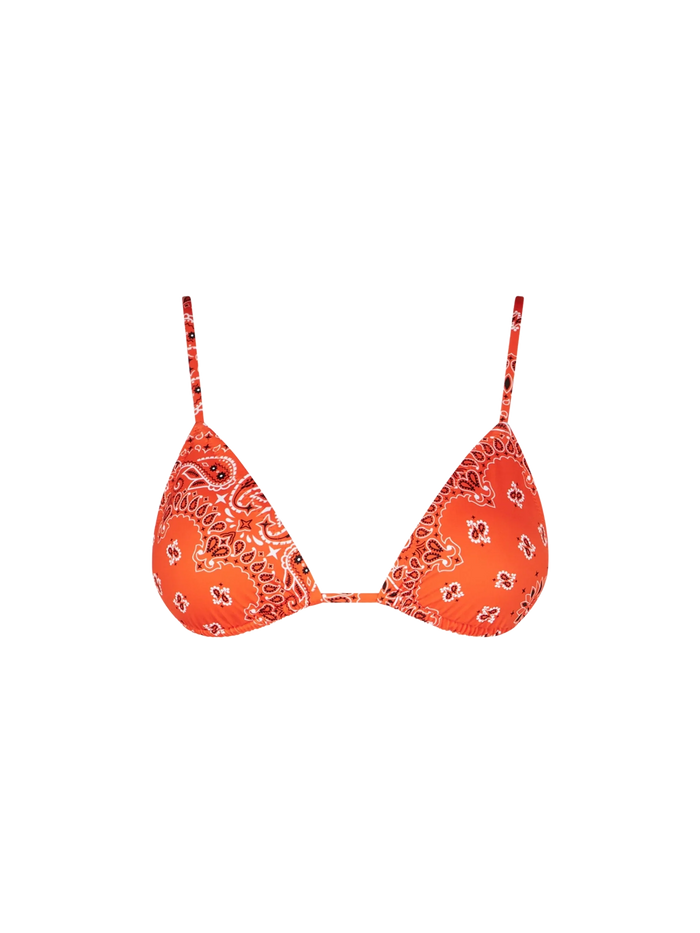 Janet Orange Bandana Triangle Bikini Top With Charms