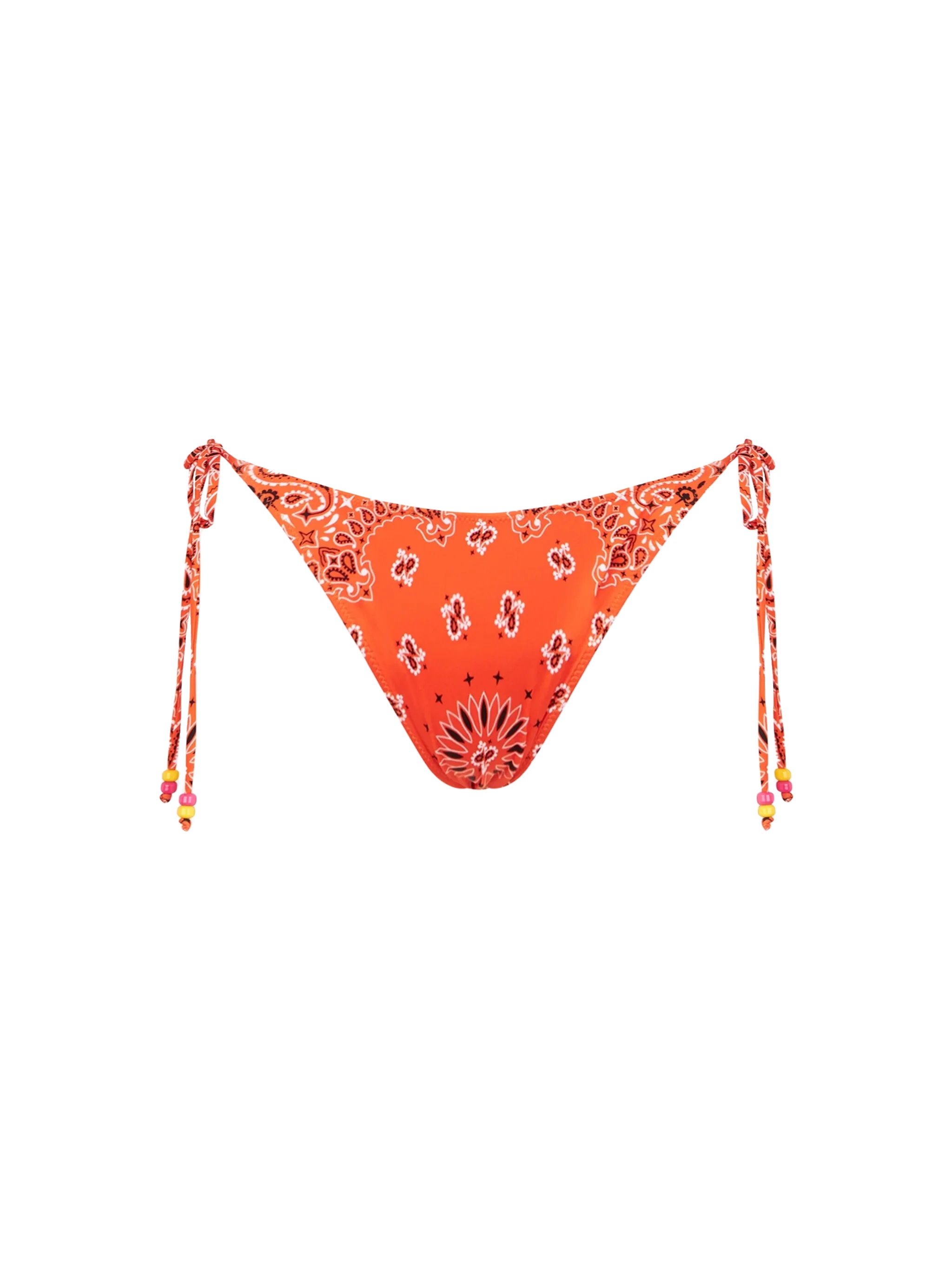 Marielle Orange Bandana Print Swim Briefs With Charms Bottom