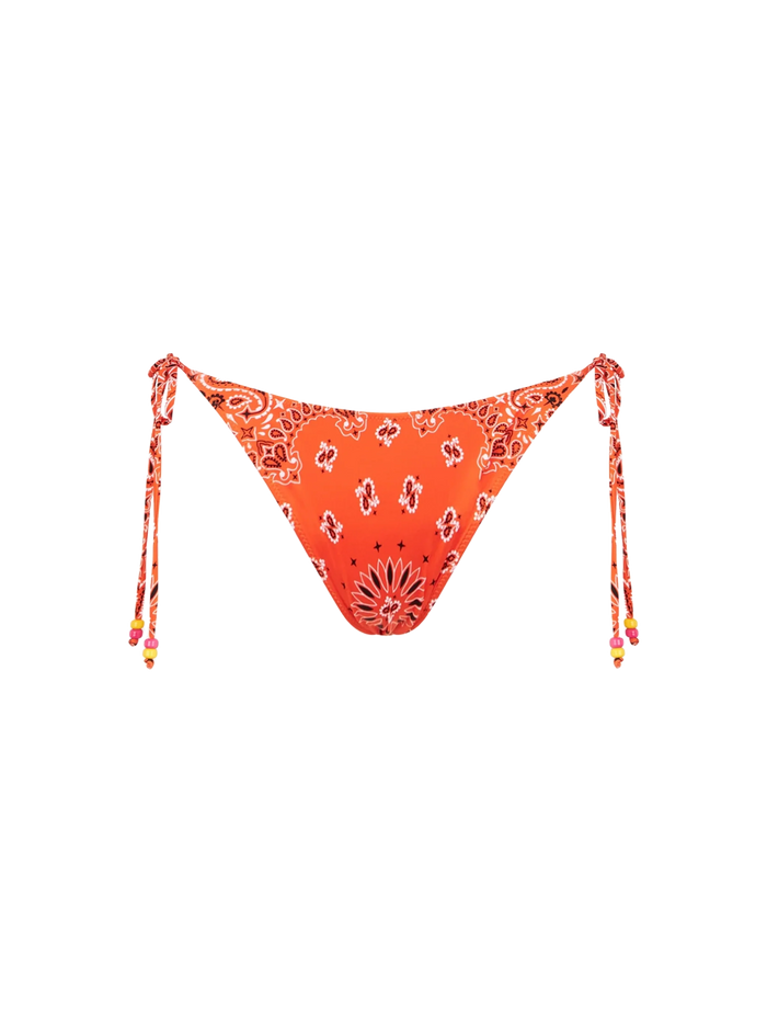 Marielle Orange Bandana Print Swim Briefs With Charms Bottom