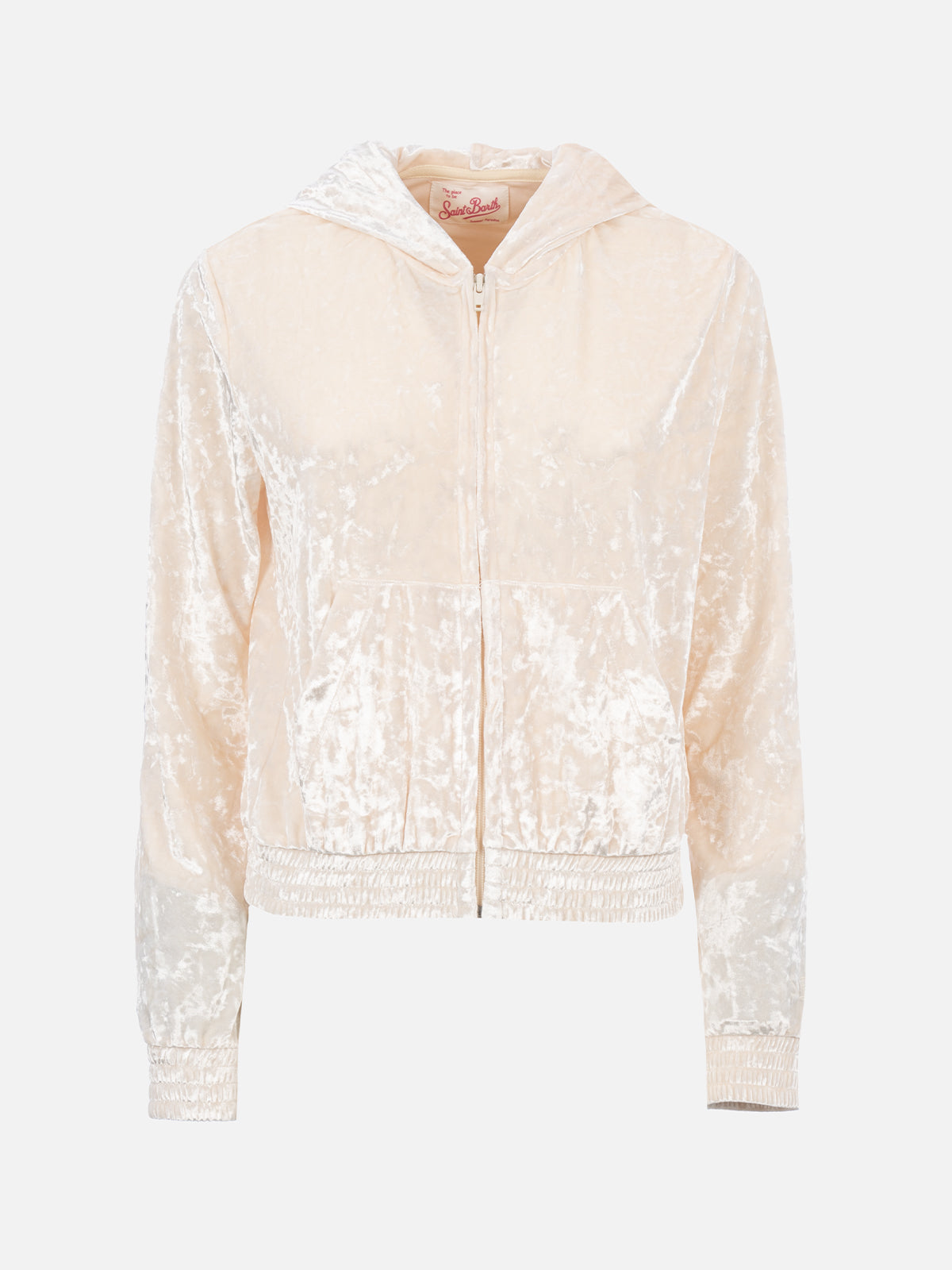 Jasmine Pale Yellow Chenille Zip Hoodie White Sweatshirt
