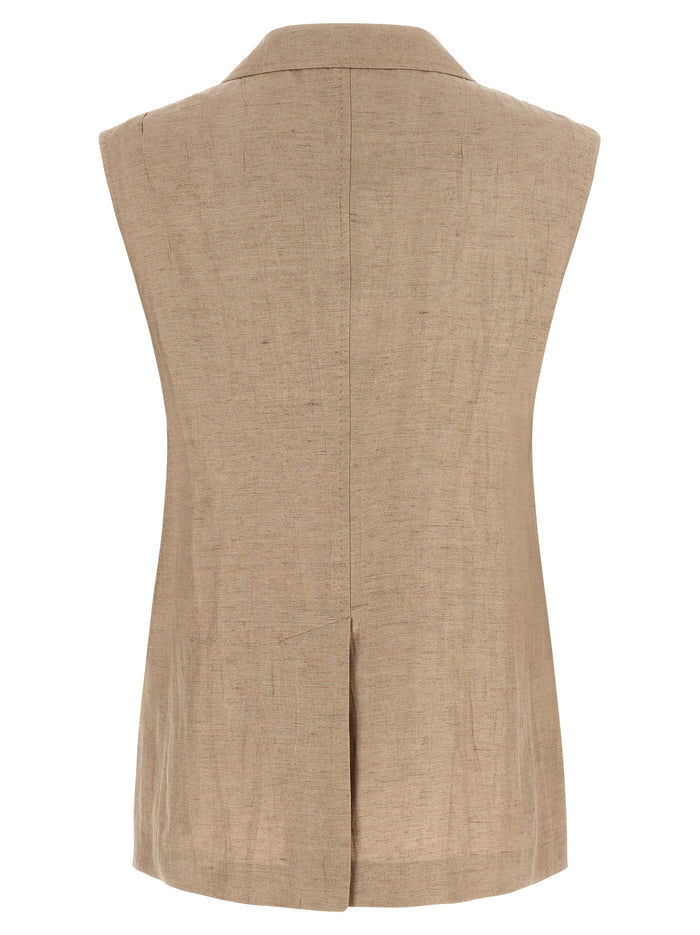 Bernice vest Beige Linen Cotton Polyester Gilet
