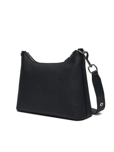 Moschino Logo Plaque Shoulder Bag — Black