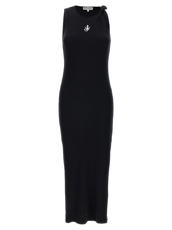 Logo ribbed dress Black Cotton