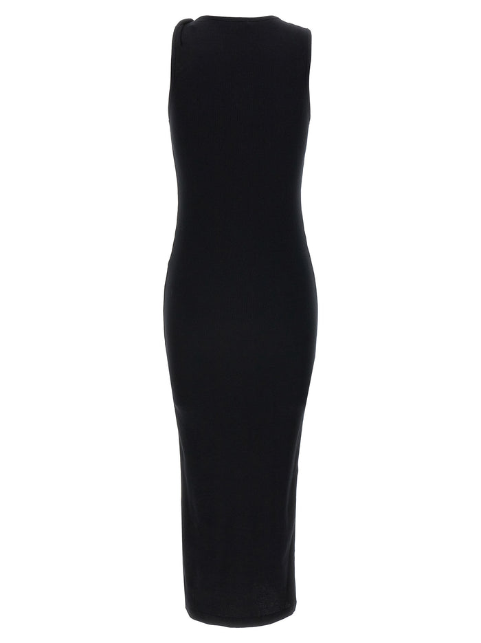 Logo ribbed dress Black Cotton
