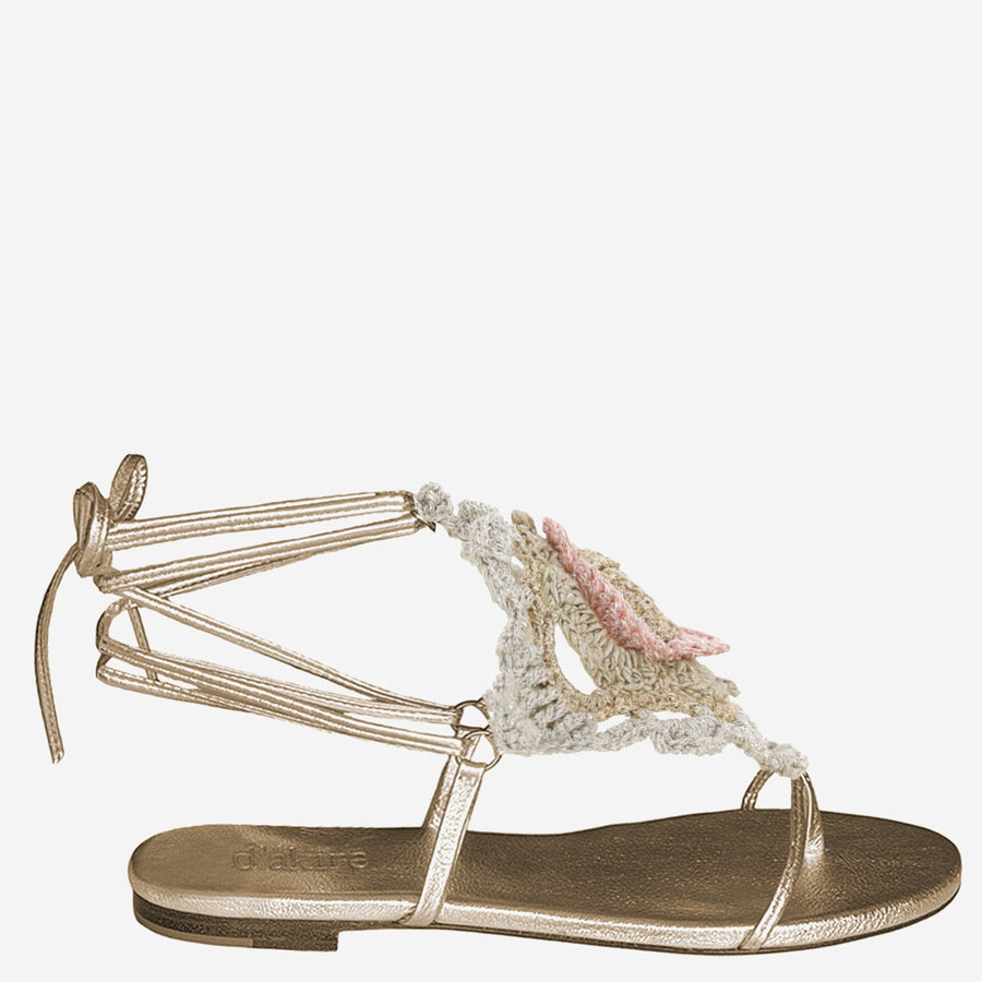 Sandals Il Mono La Via En Rose Gold Fabric
