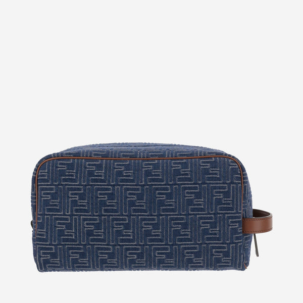Cotton Clutch Bag With Ff Pattern