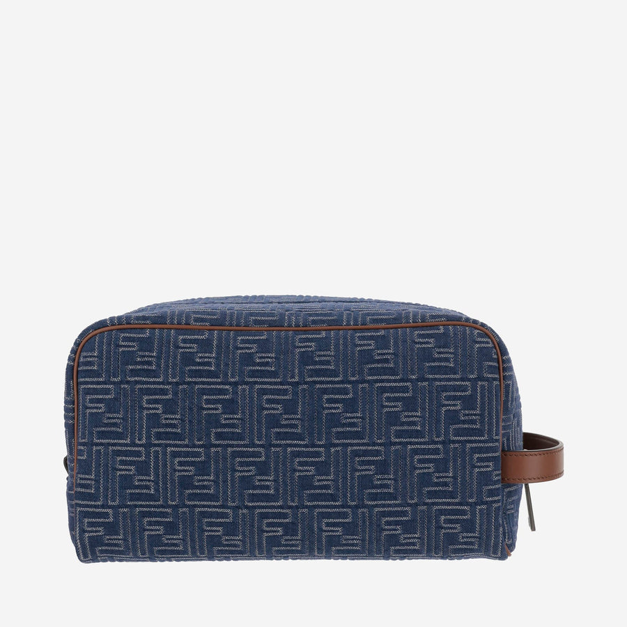 Cotton Clutch Bag With Ff Pattern