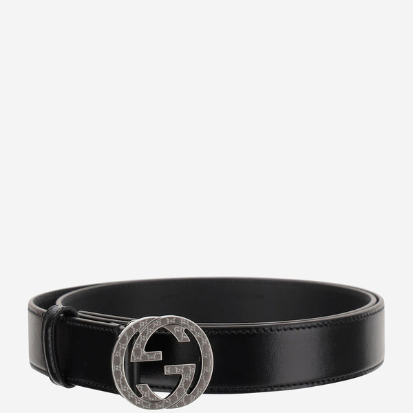 Leather Belt With Logo Black