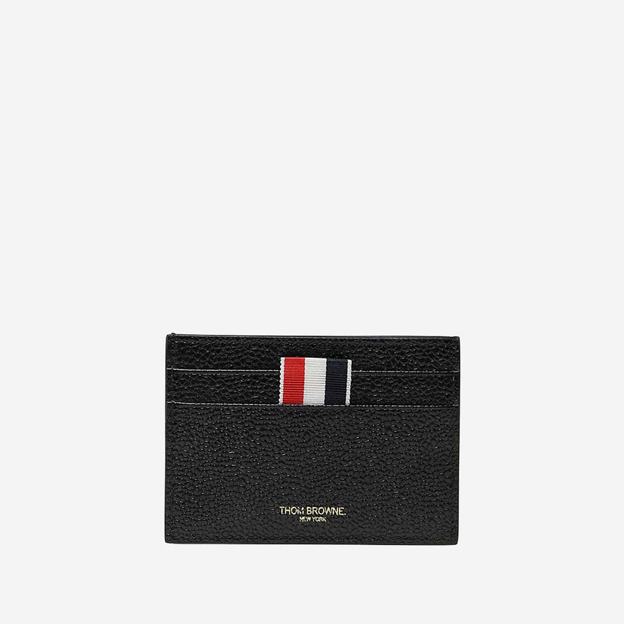 Leather Card Holder With Logo Black Calf Full Grain Wallets & Cardholders