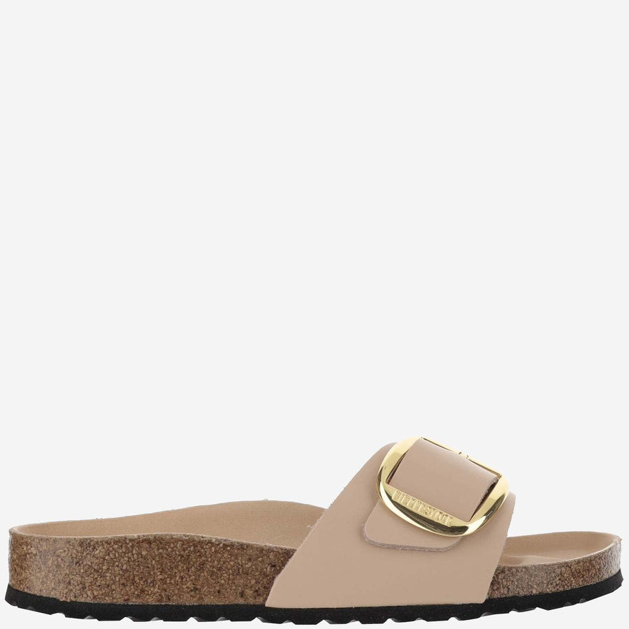 Suede Sandals With Adjustable Straps Beige Leather Slippers