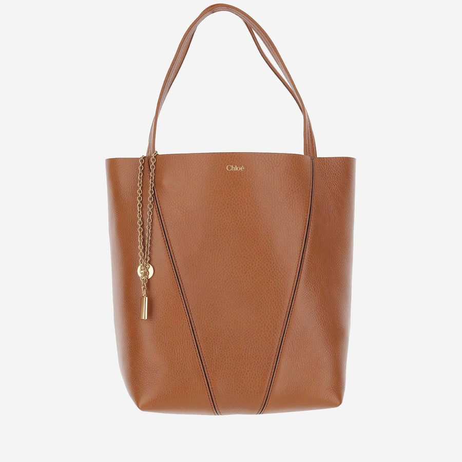 Spin Tote Bag Garnet Leather Brown Calfskin Shoulder