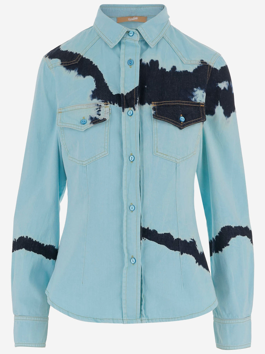 Cotton Shirt Tie-Dye Light Blue
