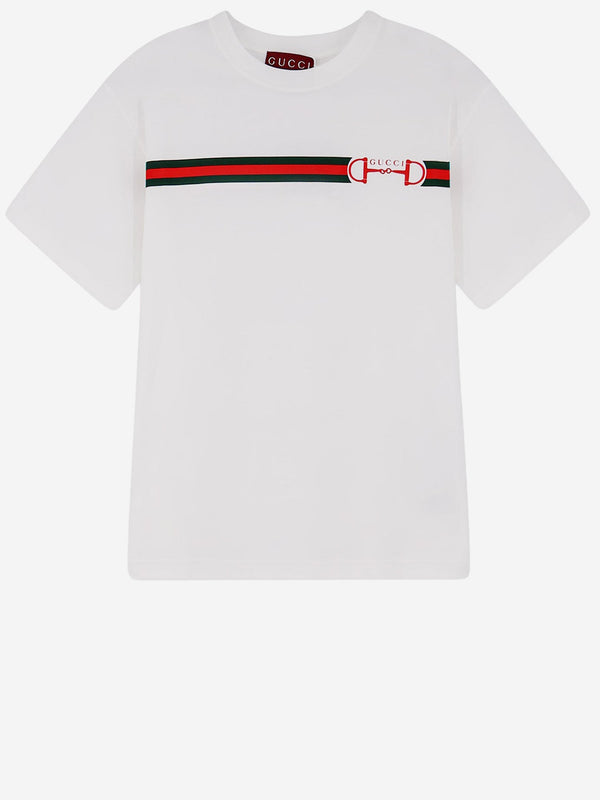 Cotton T-Shirt With Logo Print White T-shirts & Jerseys