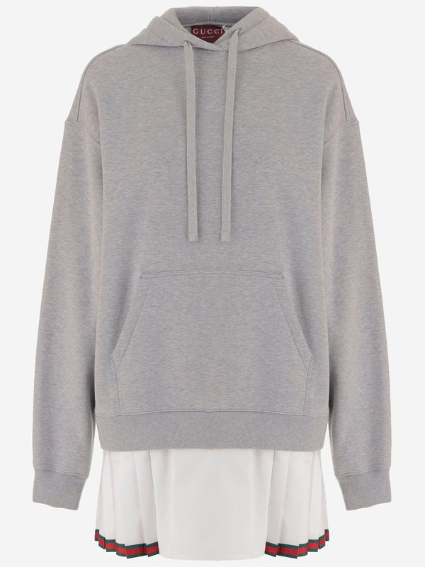 Cotton Dress With Pleated Skirt Grey