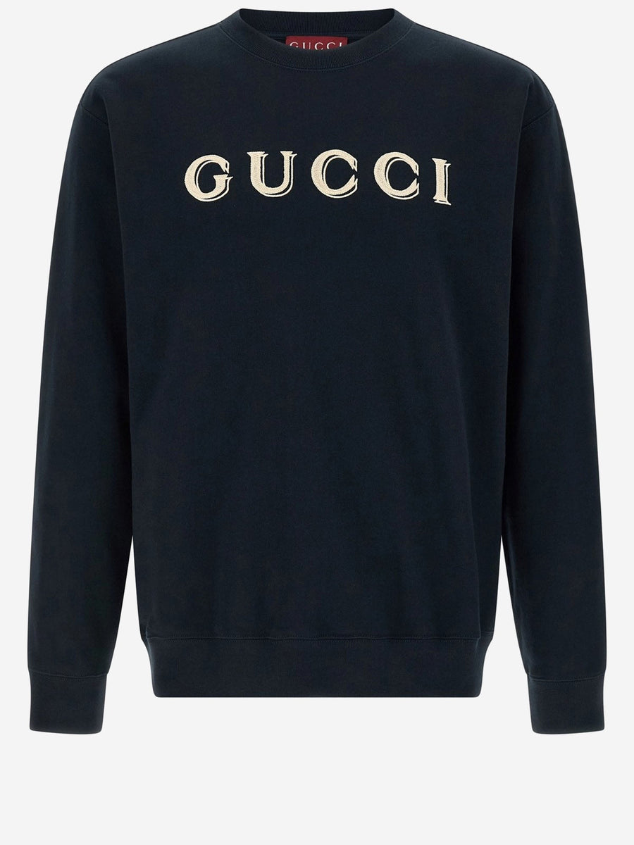 Cotton Jersey Sweatshirt With Logo Embroidery Navy Sweatshirts