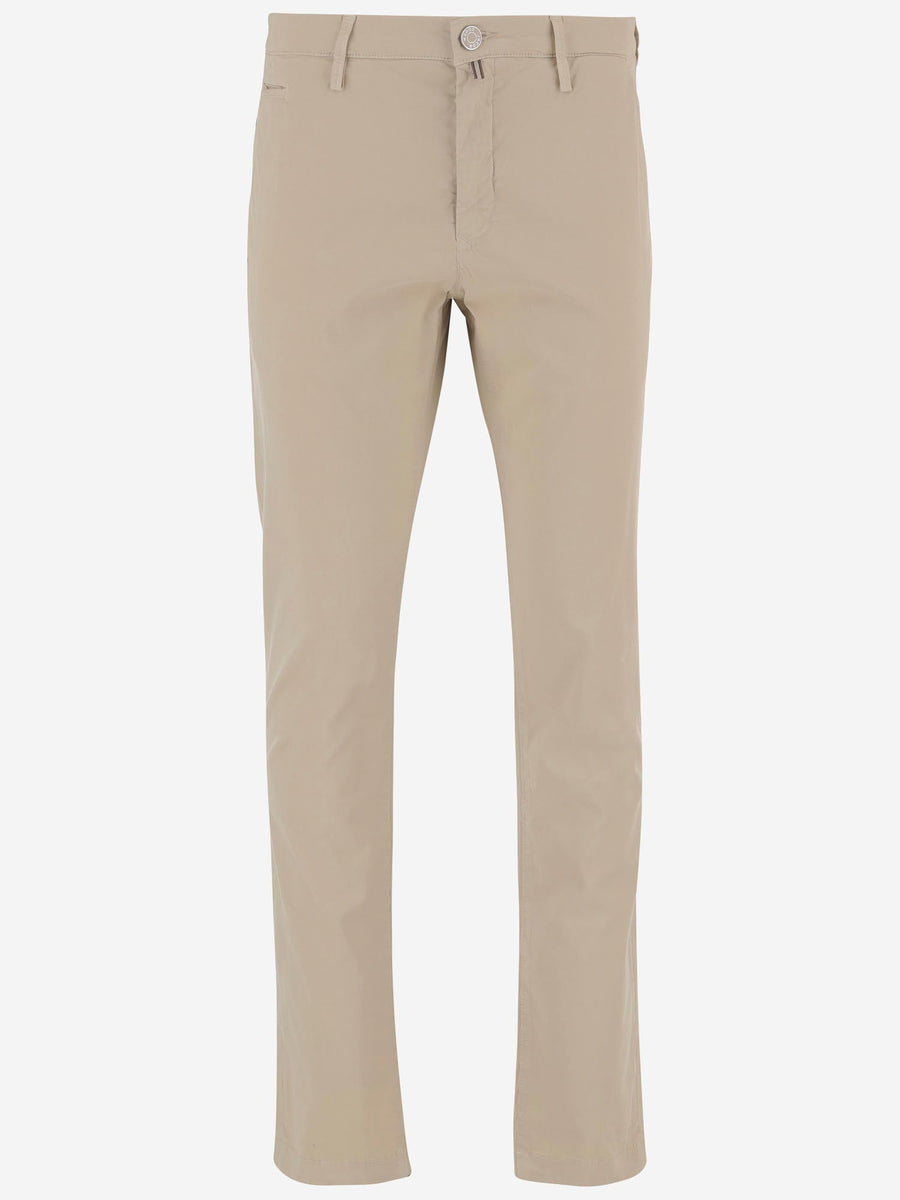 Stretch Cotton Blend Trousers Beige