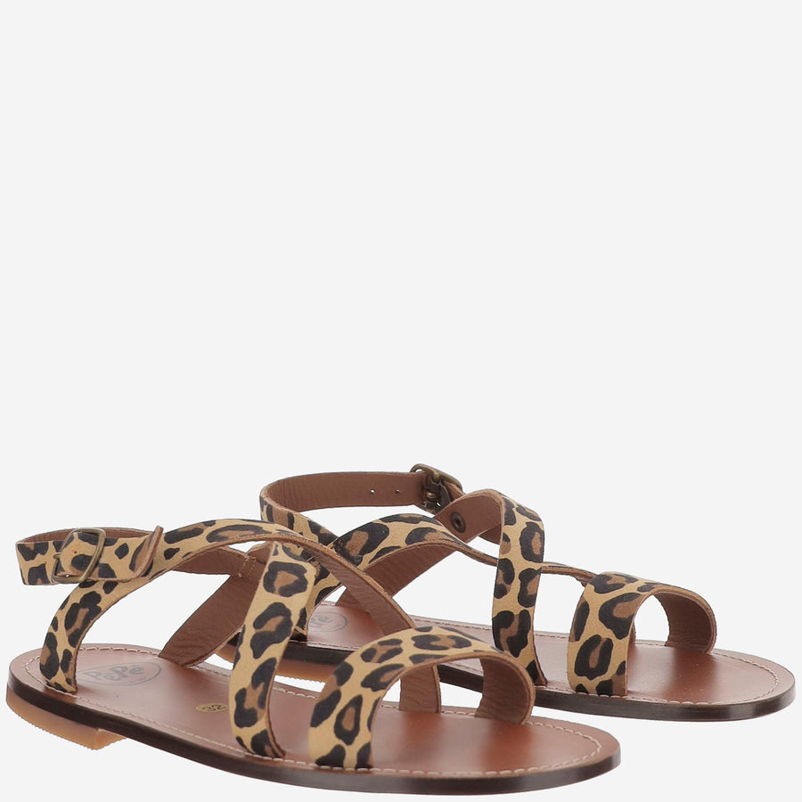 Sandals Leather Animal Print Multicolour