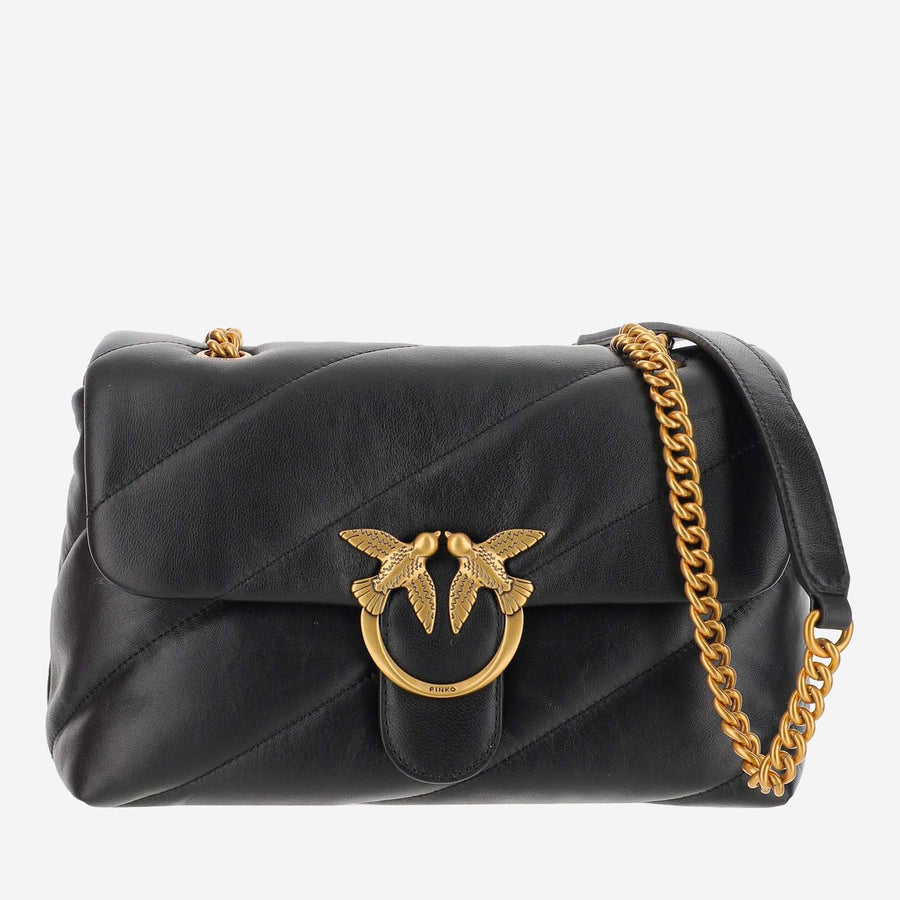 Shoulder Bag Love Classic Puff Black Calfskin Leather