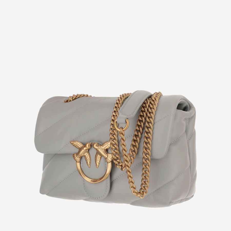 Mini Puff Bag Grey Leather Shoulder
