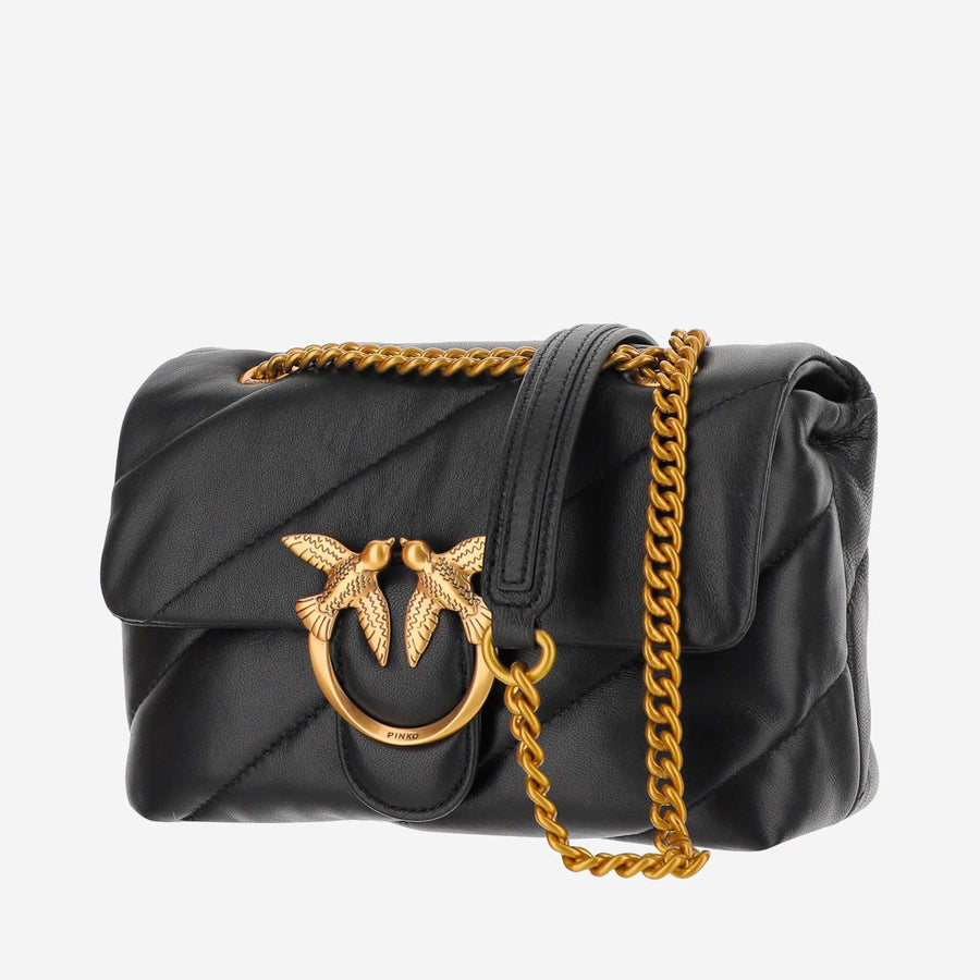 Shoulder Bag Love Mini Puff Black Leather