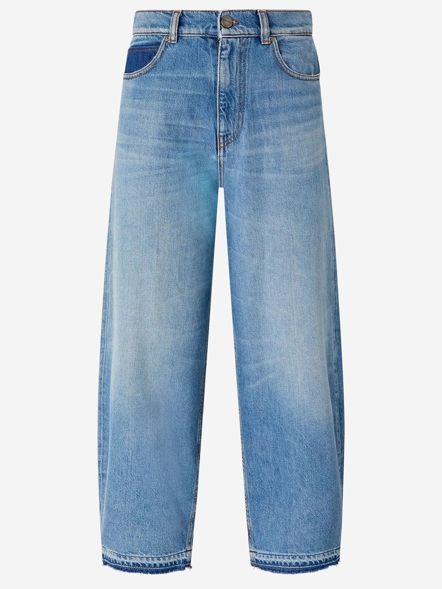 Balloon Fit Jeans With Fading Cotton