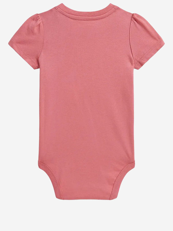 Cotton Bodysuit With Bear Print Pink Babygrow Sets