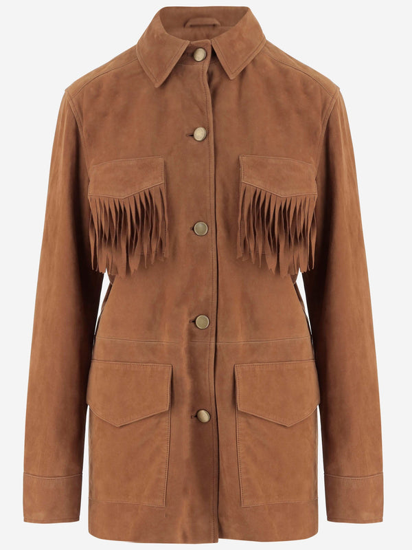 Jacket Suede Fringed Caramel Leather