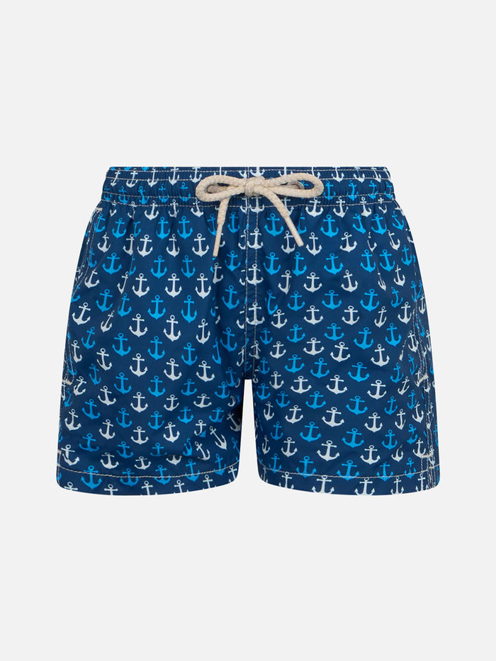Boy Lightweight Fabric Swim-Shorts Jean Lighting With Anchor Print __single__ Swimshort