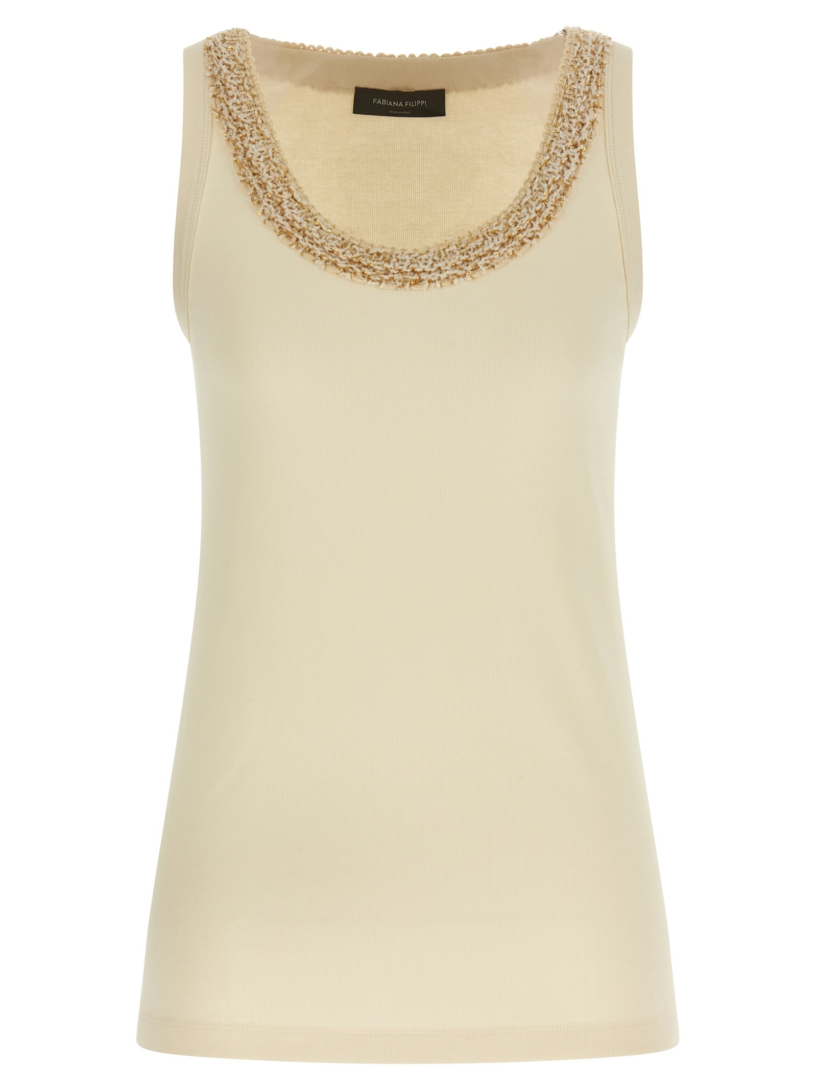 Tweed insert top Beige Cotton Elastane Tops