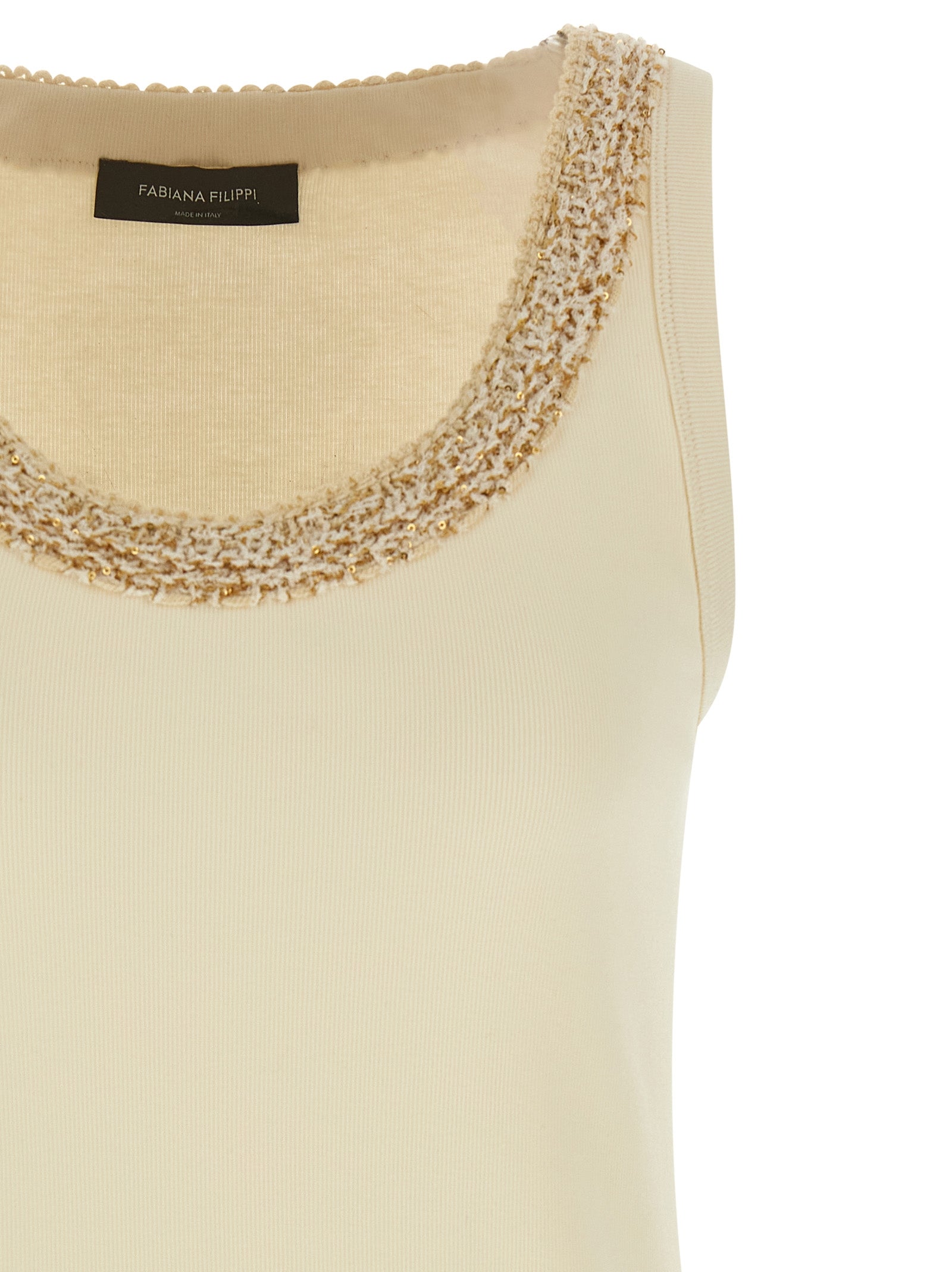 Tweed insert top Beige Cotton Elastane Tops