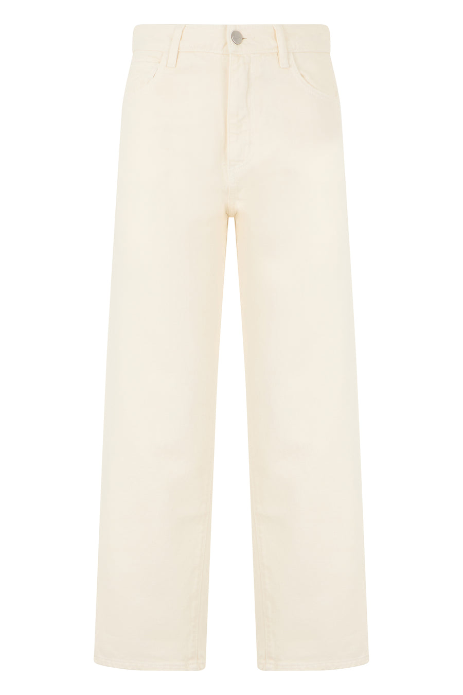 Straight Leg Jeans Cream Cotton Trousers