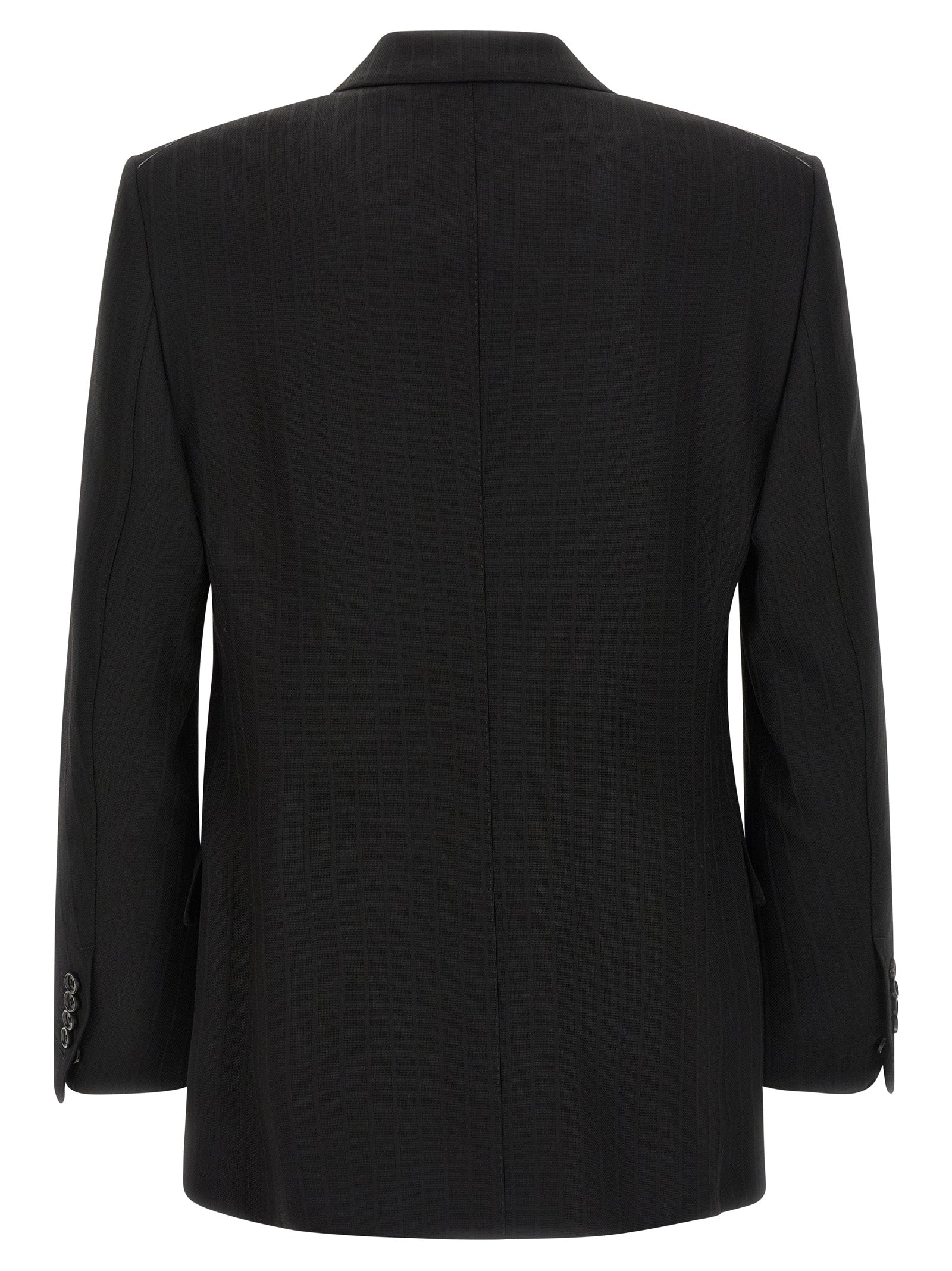 Satin striped blazer Black Wool