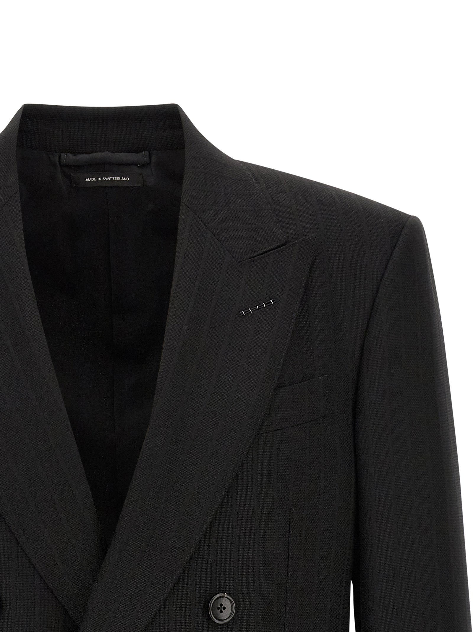 Satin striped blazer Black Wool