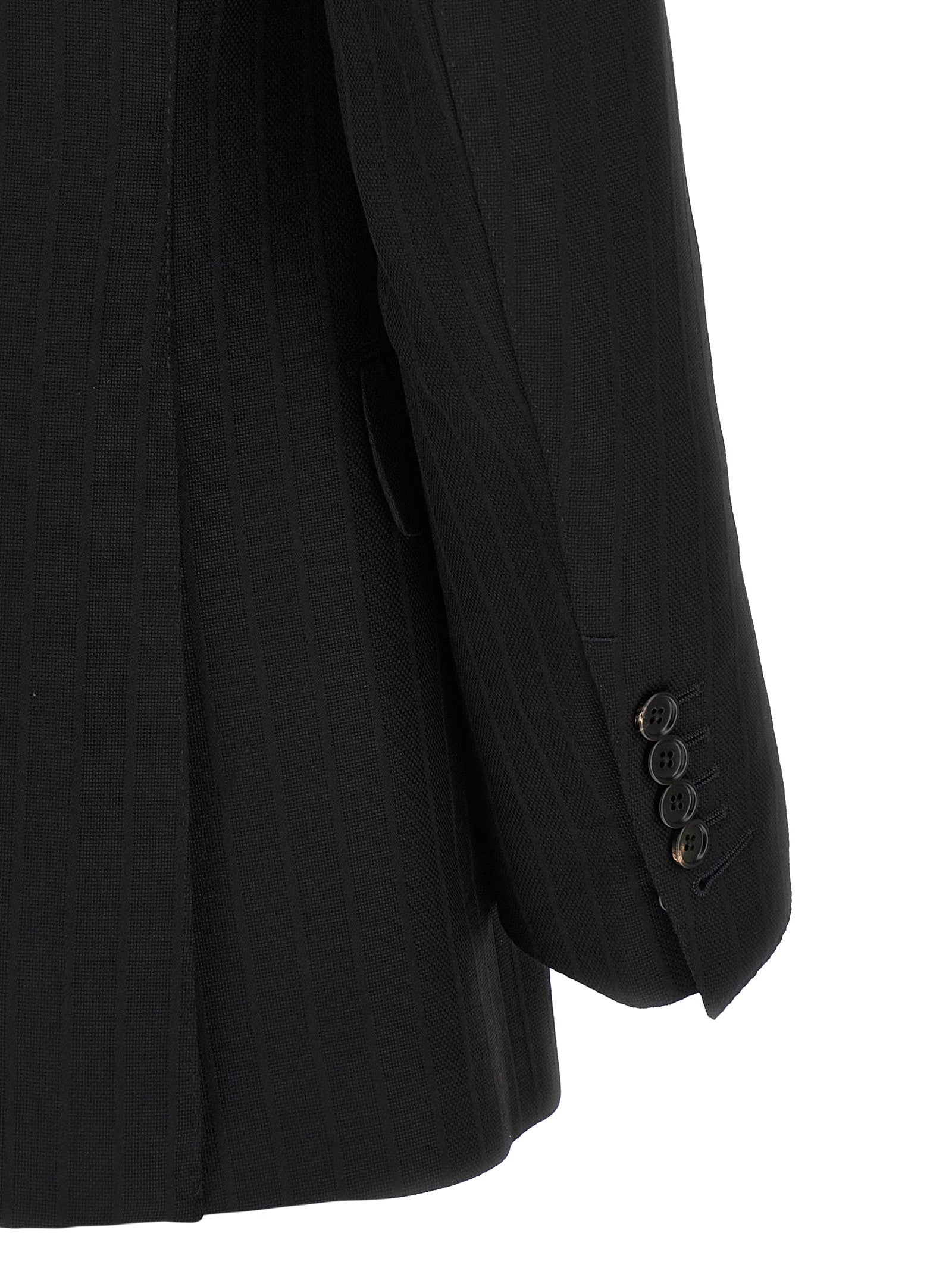 Satin striped blazer Black Wool