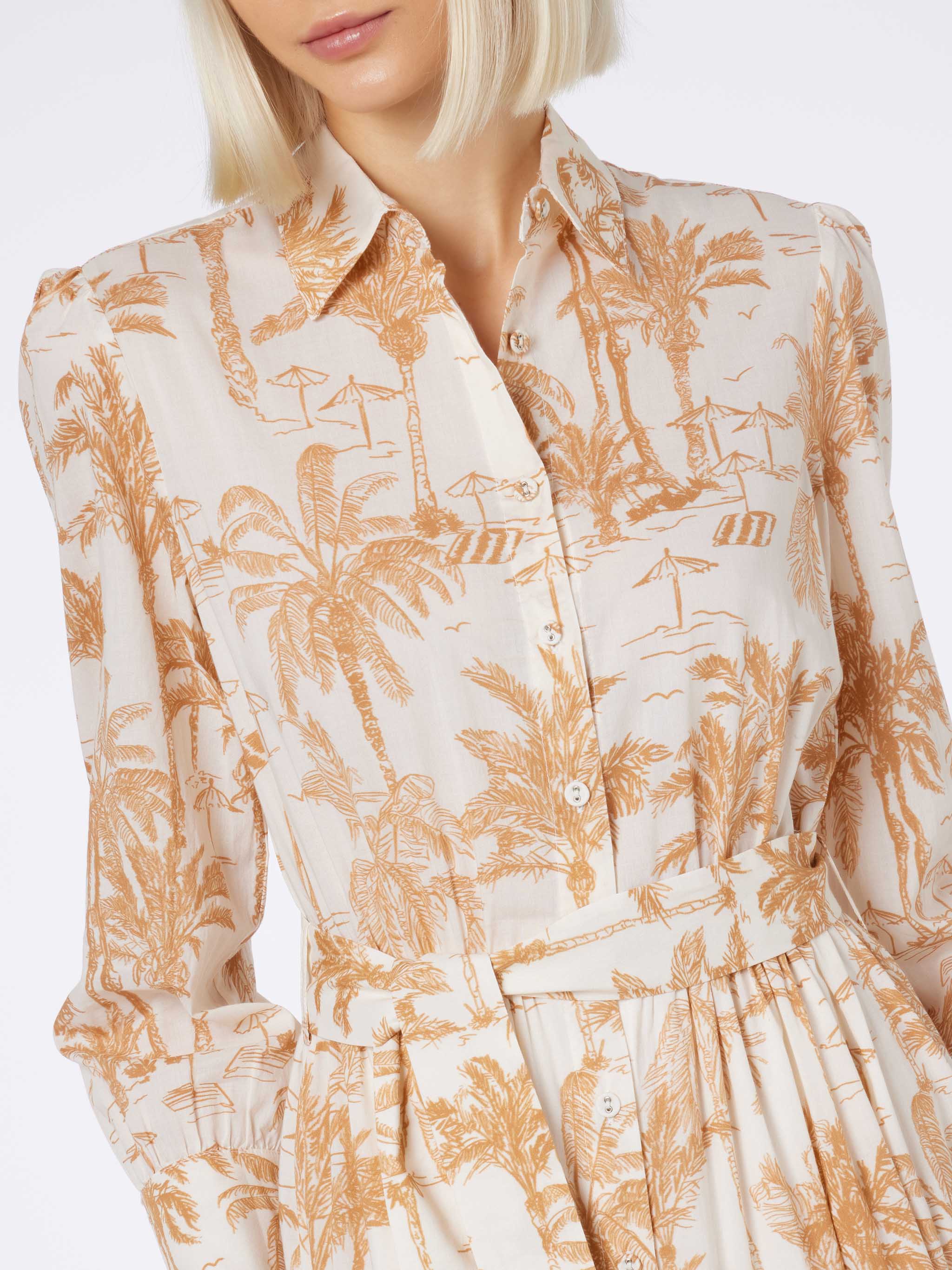 Jensen Cotton Long Dress With Toile De Jouy Print White