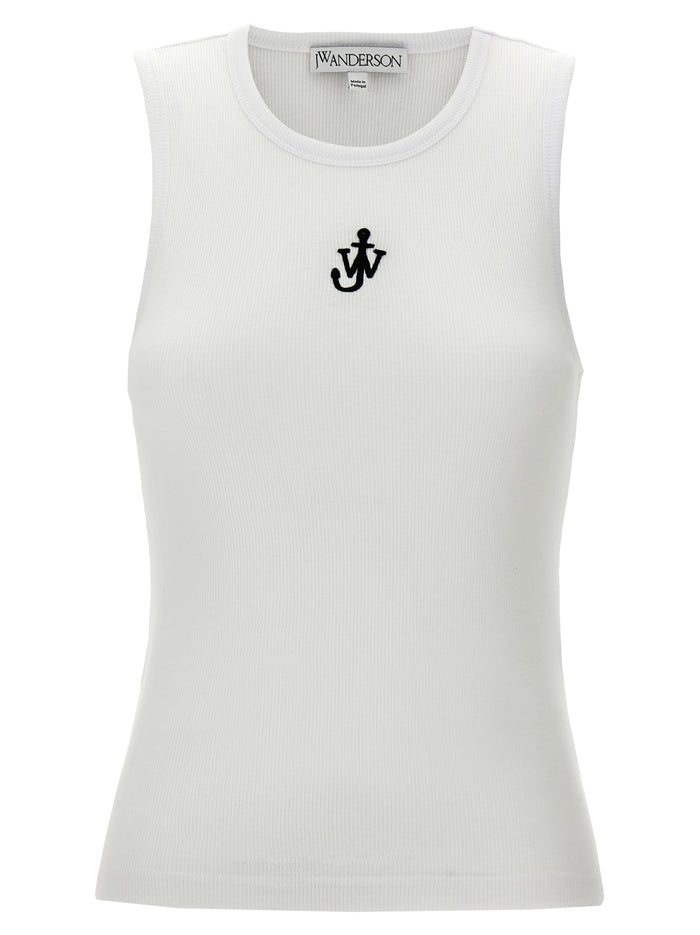 Anchor embroidery top White/black Cotton Tops