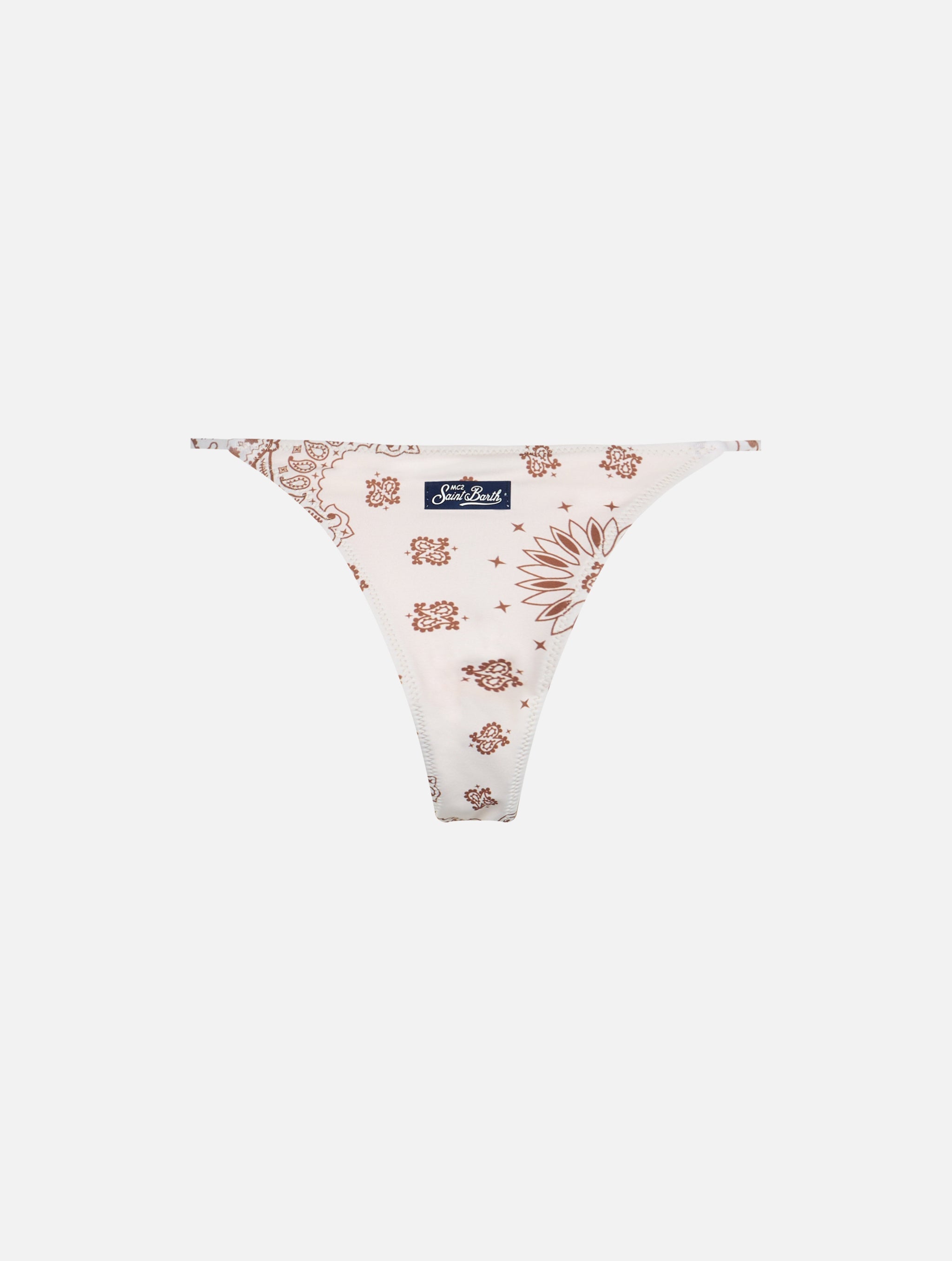 Jodene Bandanna Cheeky Swim Briefs White Bottom