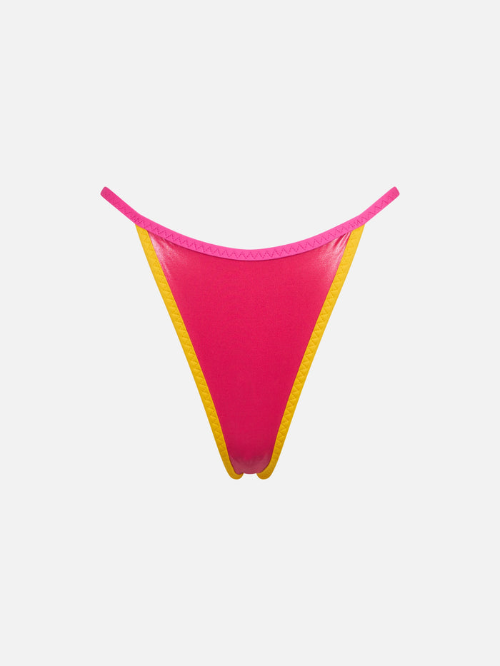 Jodene String Cheeky Swim Briefs With Contrast Piping Pink Bottom