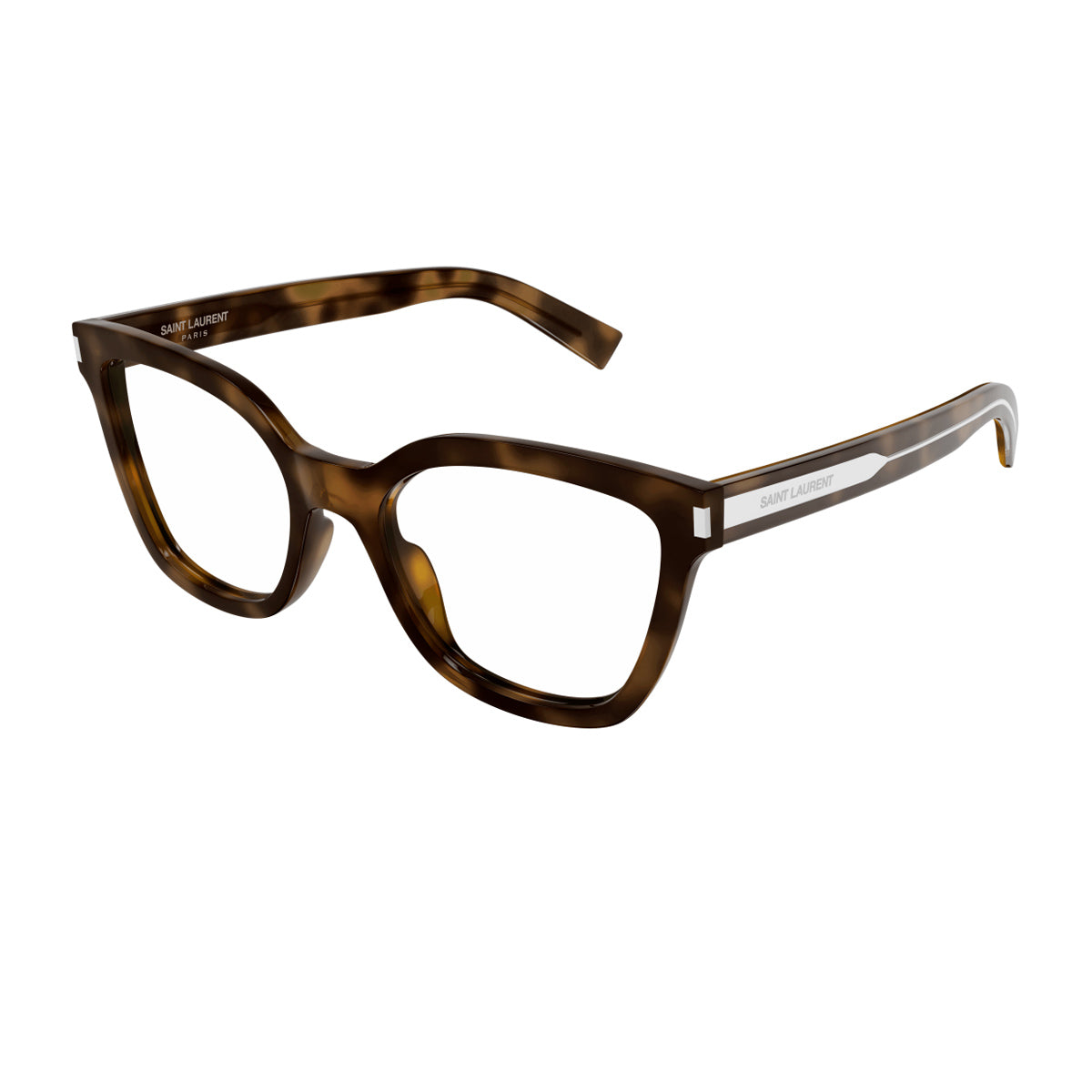 Saint Laurent SL 748 Linea Corner Angle 003 Havana Crystal Trasparent Marrone Acetate Occhiali Da Vista