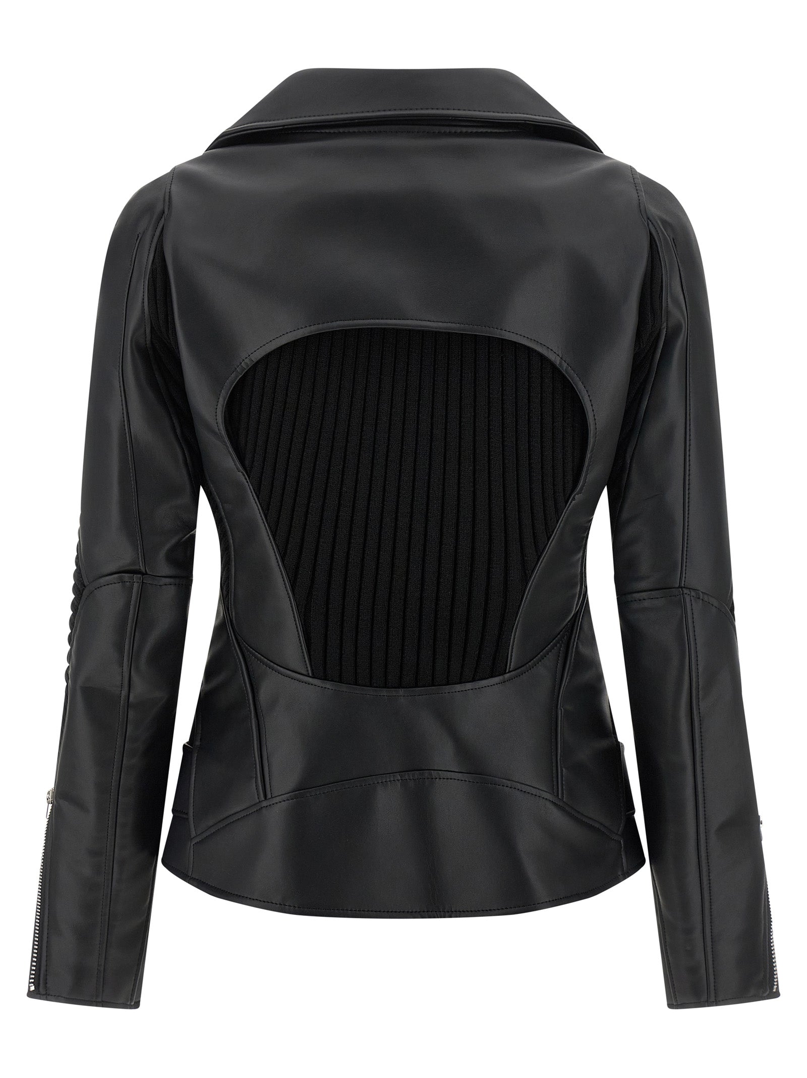 Knitted insert jacket Black Synthetic Leather Down Jacket, Parka, Casual