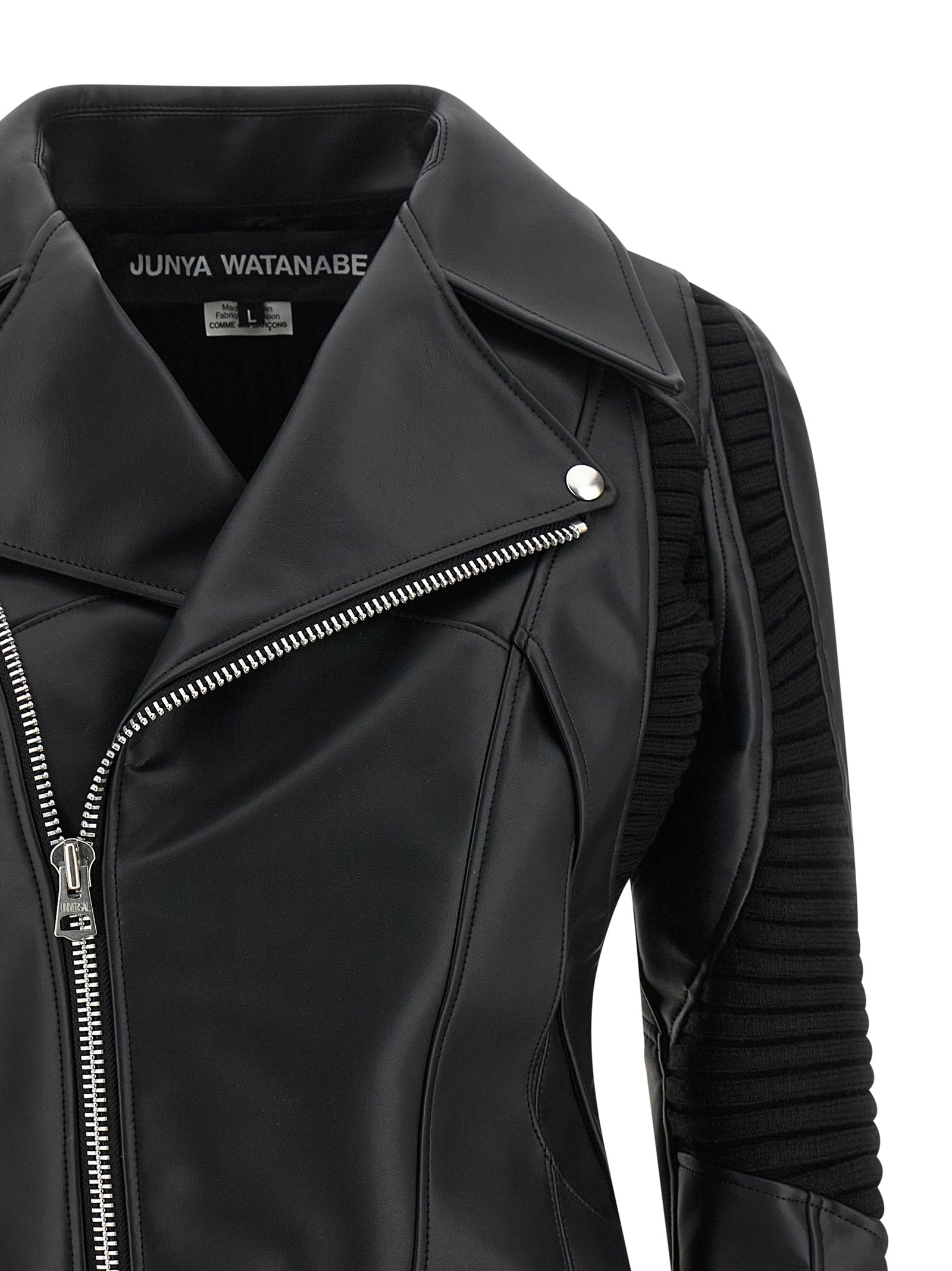 Knitted insert jacket Black Synthetic Leather Down Jacket, Parka, Casual