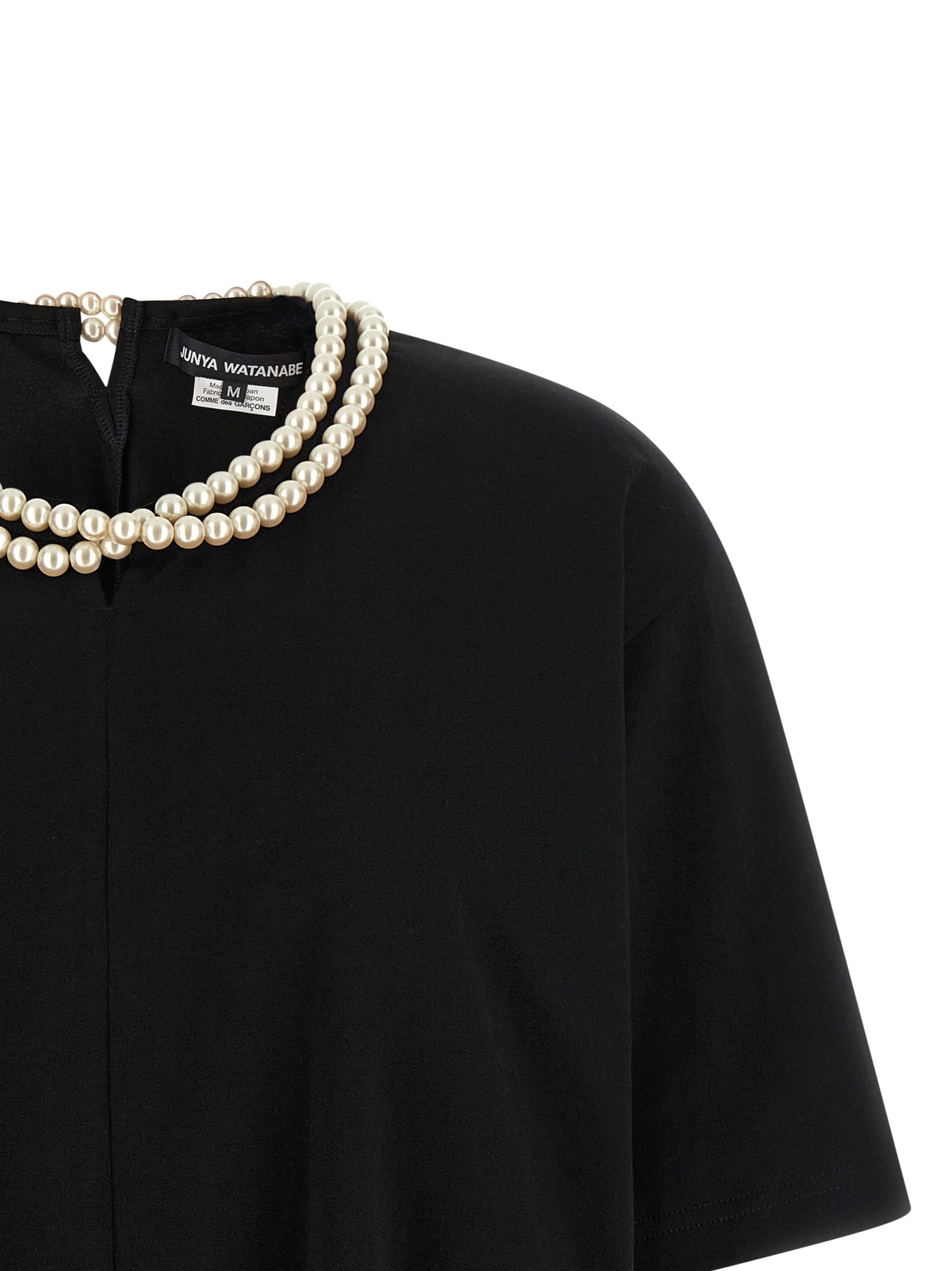 Pearl Necklace T-Shirt Black Cotton