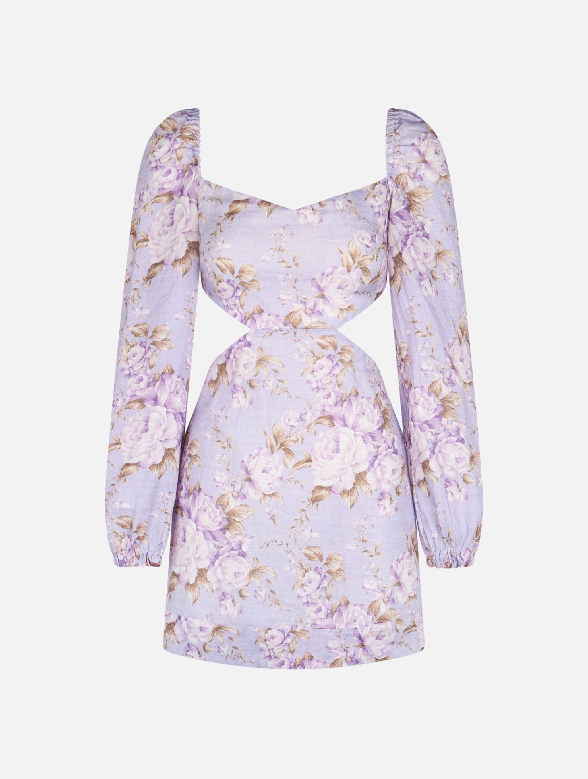 Jara Linen Cut-Out Mini Dress With Paisley Print Pink