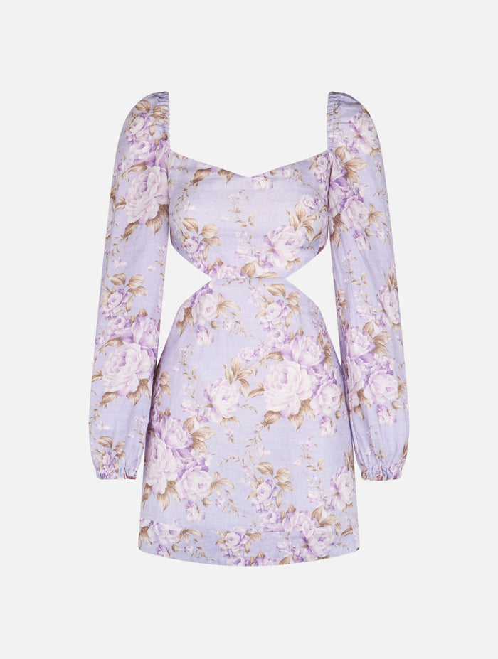 Jara Linen Cut-Out Mini Dress With Paisley Print Pink