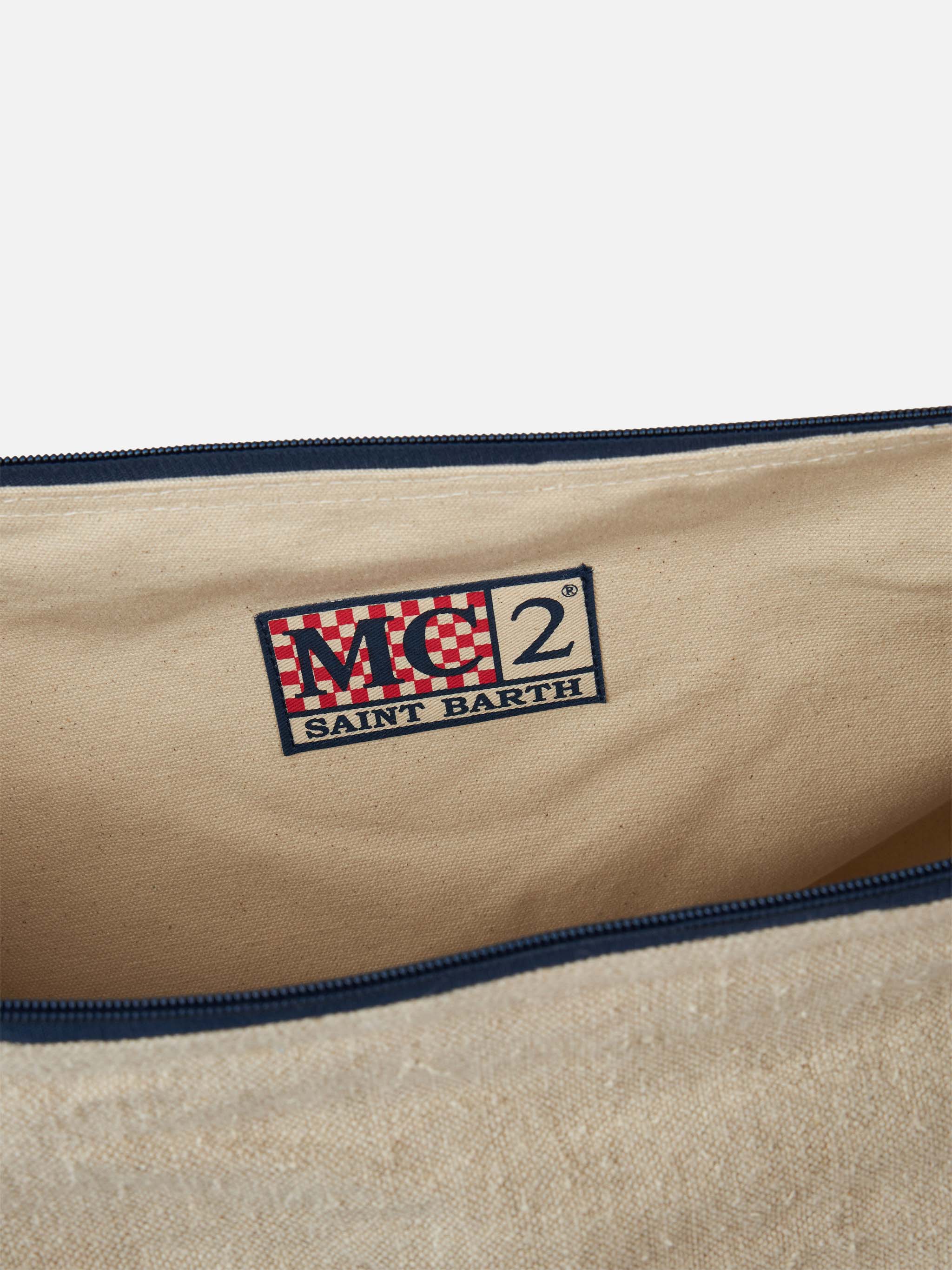 Natural Linen Travel Duffle Bag Jetleg White