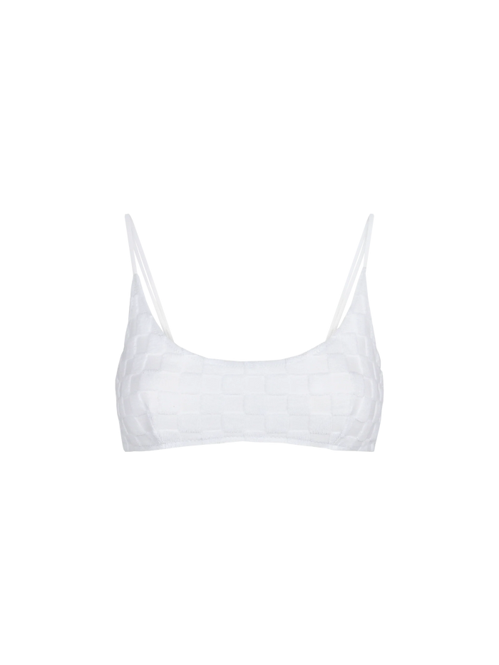 Judy White Check Terry Bralette Bikini Top